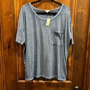 NWT Gap Size Large Tall Blue Heather Top